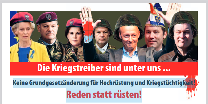 Keine Grundgesetzänderung für Hochrüstung und Kriegstüchtigkeit! Reden statt&nbsp;rüsten!